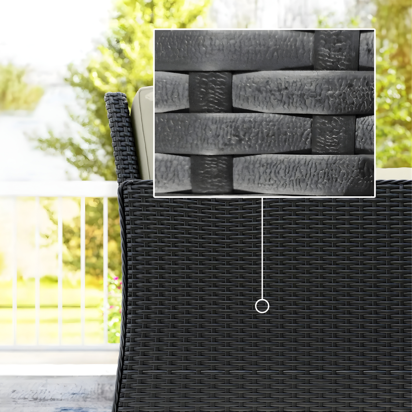 The Monaco 7-Piece Fire Pit Corner Set in Midnight Black & Cream
