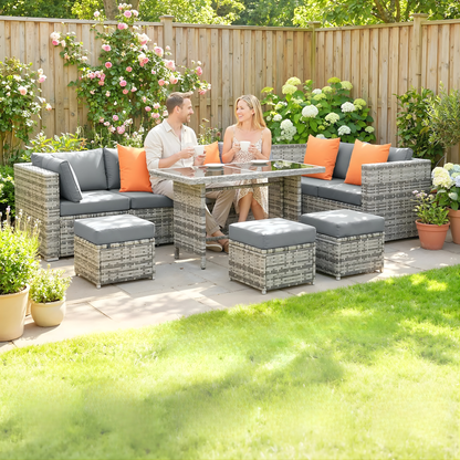 The Portofino 10-Piece Modular Dining Set in Stone Grey