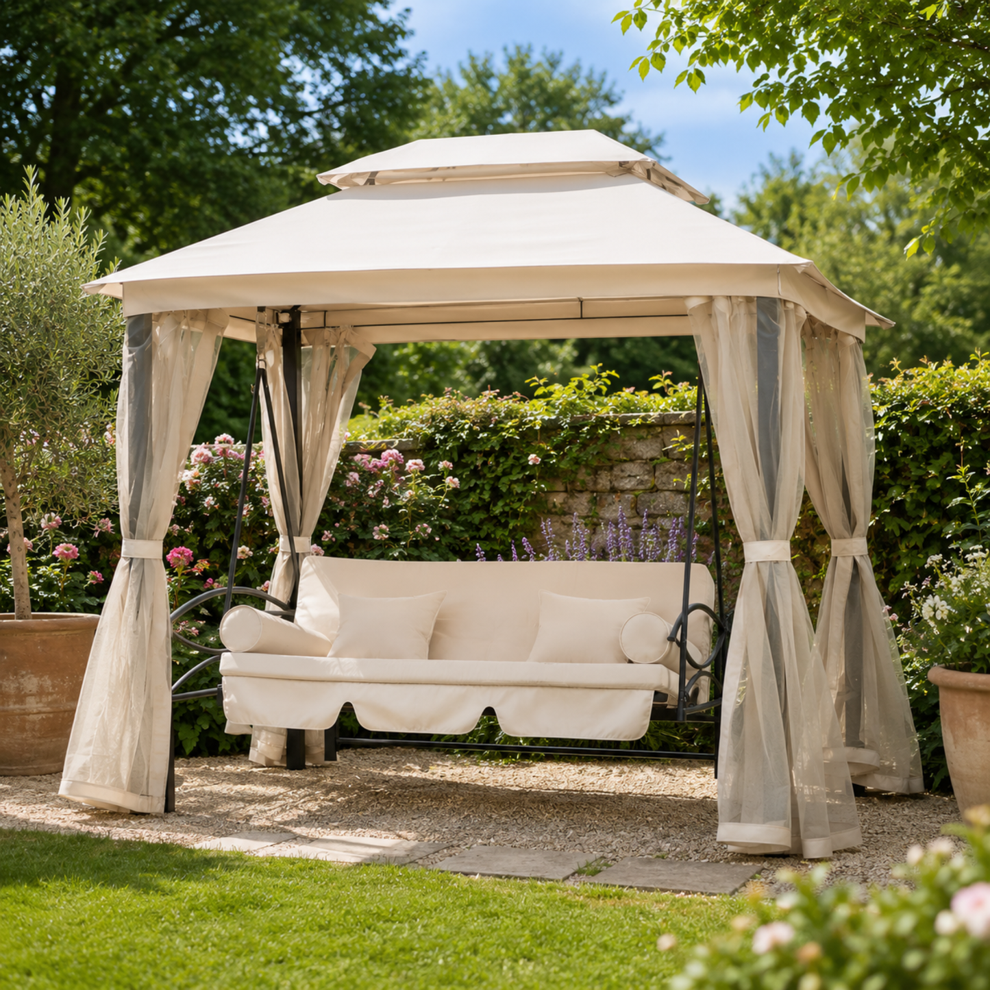 The Portofino Luxury Gazebo Daybed in Cream White