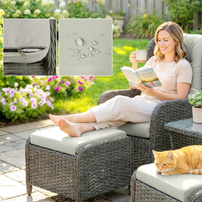 The Salcombe 5-Piece Reclining Companion Set in Pebble Grey & Soft Cream
