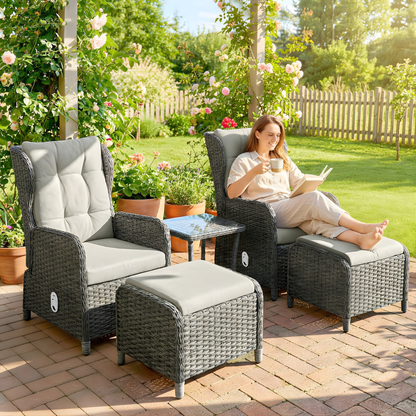 The Salcombe 5-Piece Reclining Companion Set in Pebble Grey & Soft Cream