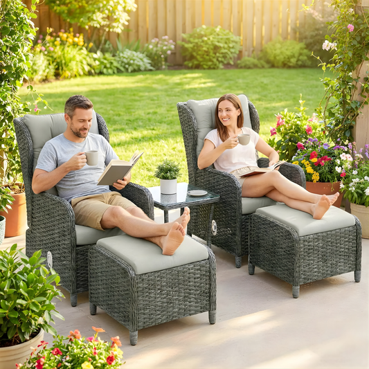 The Salcombe 5-Piece Reclining Companion Set in Pebble Grey & Soft Cream