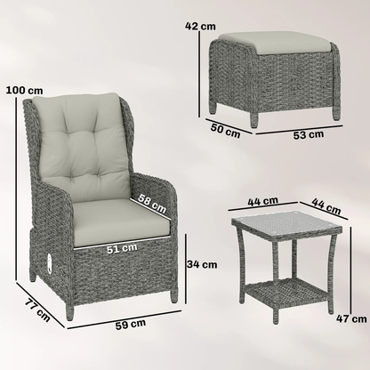 The Salcombe 5-Piece Reclining Companion Set in Pebble Grey & Soft Cream