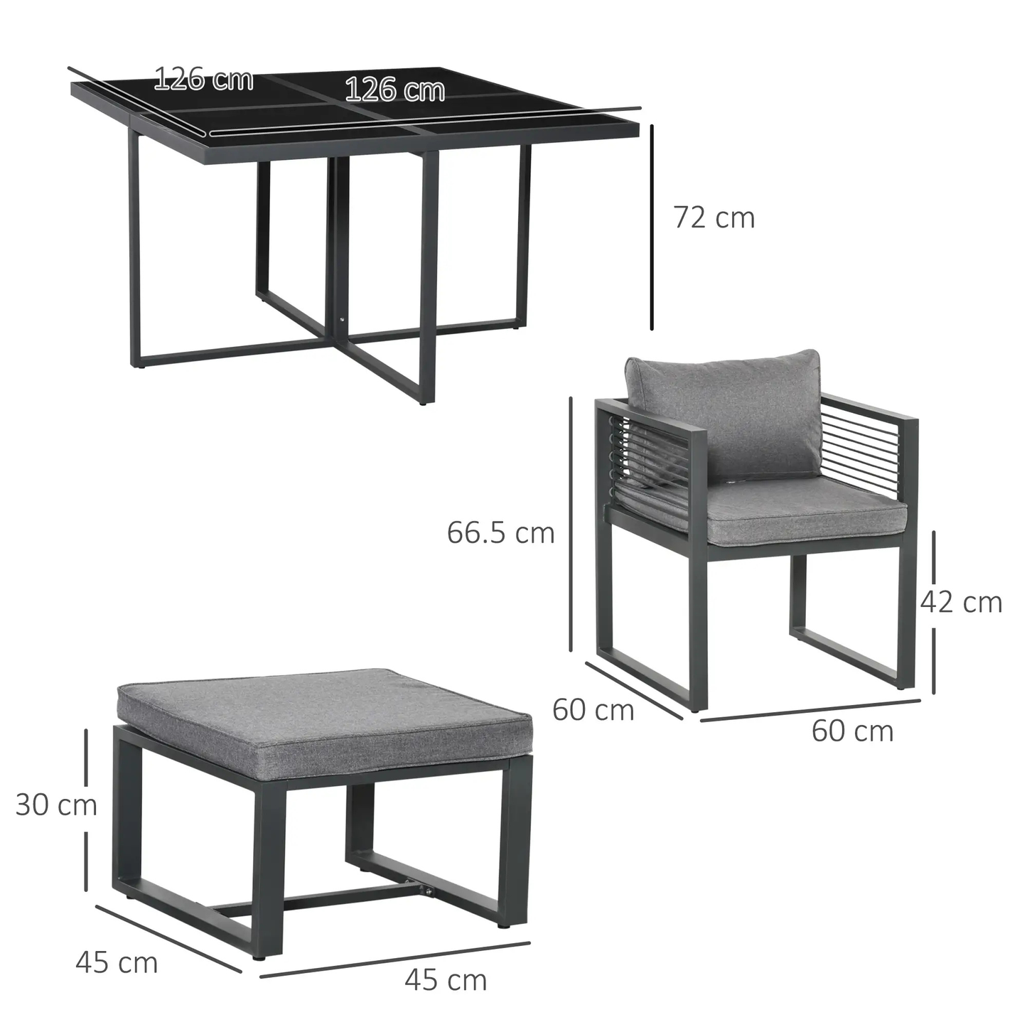 The Siena 9-Piece Architectural Cube Dining Set in Slate Grey