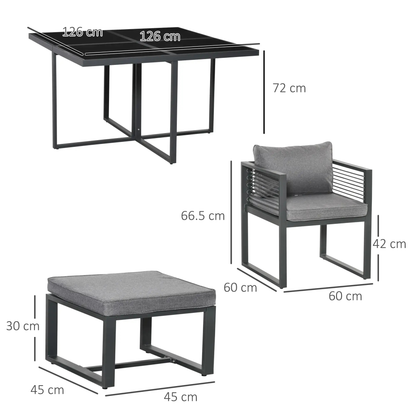 The Siena 9-Piece Architectural Cube Dining Set in Slate Grey