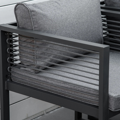 The Siena 9-Piece Architectural Cube Dining Set in Slate Grey