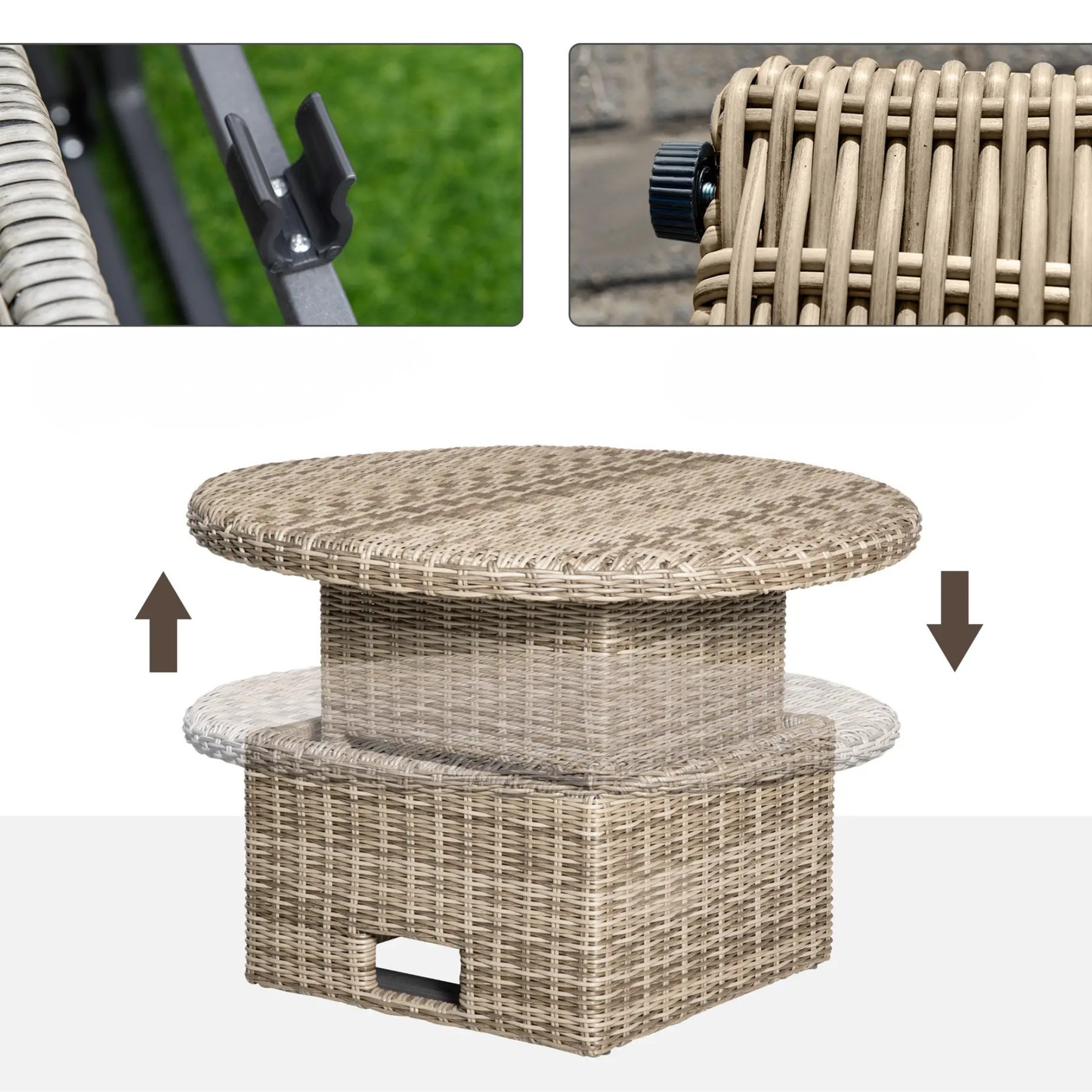 The Sorrento 5-Piece Aluminium & Rattan Transforming Daybed