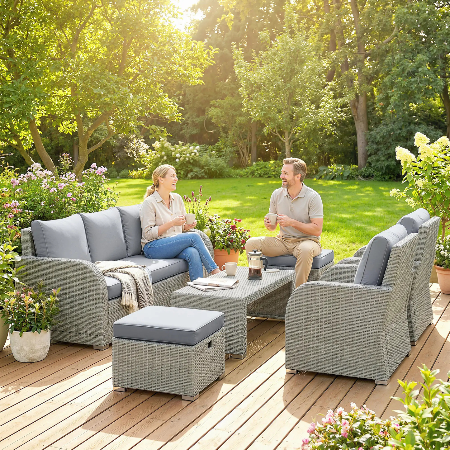 The Sorrento 6-Piece Reclining Lounge Set in Slate Grey
