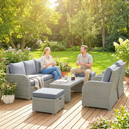 The Sorrento 6-Piece Reclining Lounge Set in Slate Grey