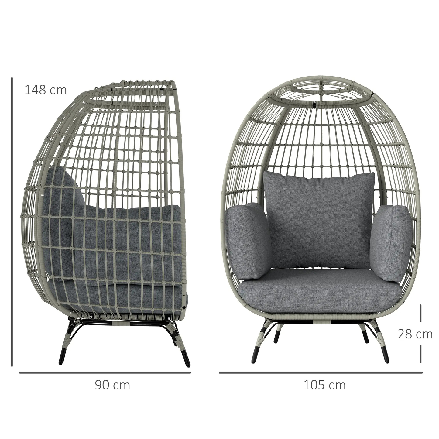 The Sorrento Standing Egg Chair in Charcoal Grey