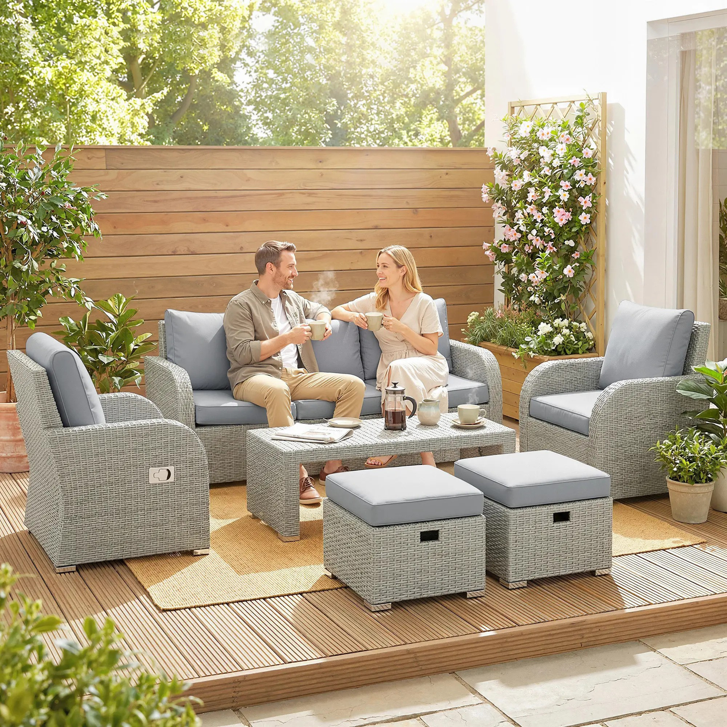 The Sorrento 6-Piece Reclining Lounge Set in Slate Grey
