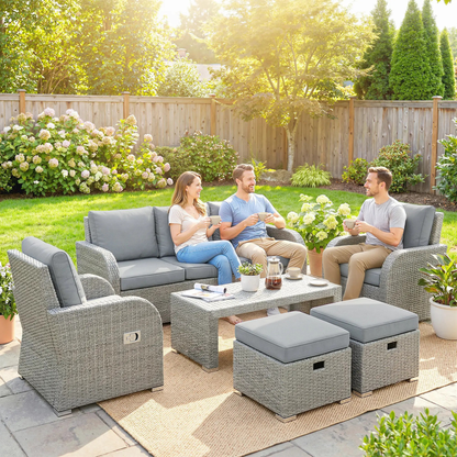 The Sorrento 6-Piece Reclining Lounge Set in Slate Grey