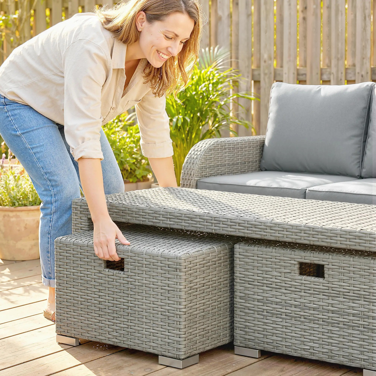 The Sorrento 6-Piece Reclining Lounge Set in Slate Grey