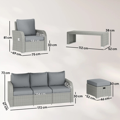 The Sorrento 6-Piece Reclining Lounge Set in Slate Grey