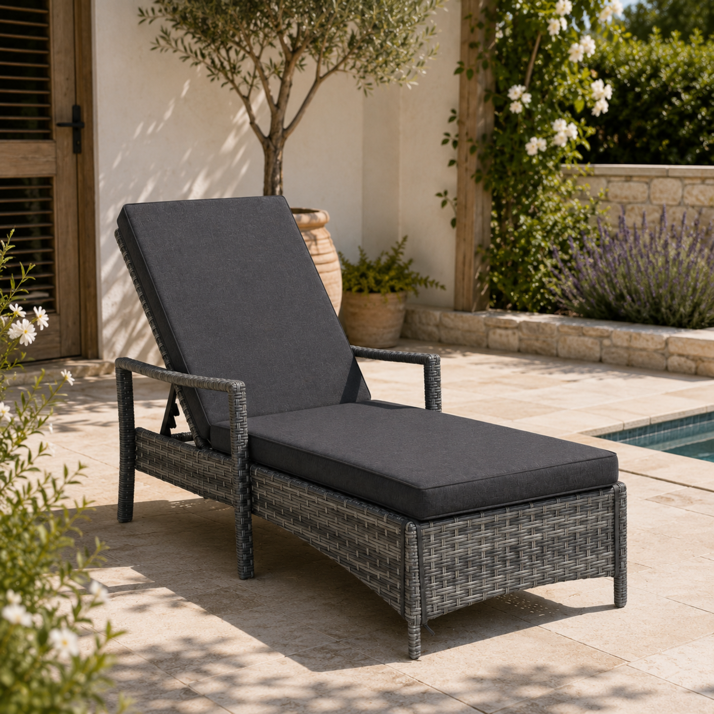 The Sorrento Stationary Sun Lounger in Mixed Grey