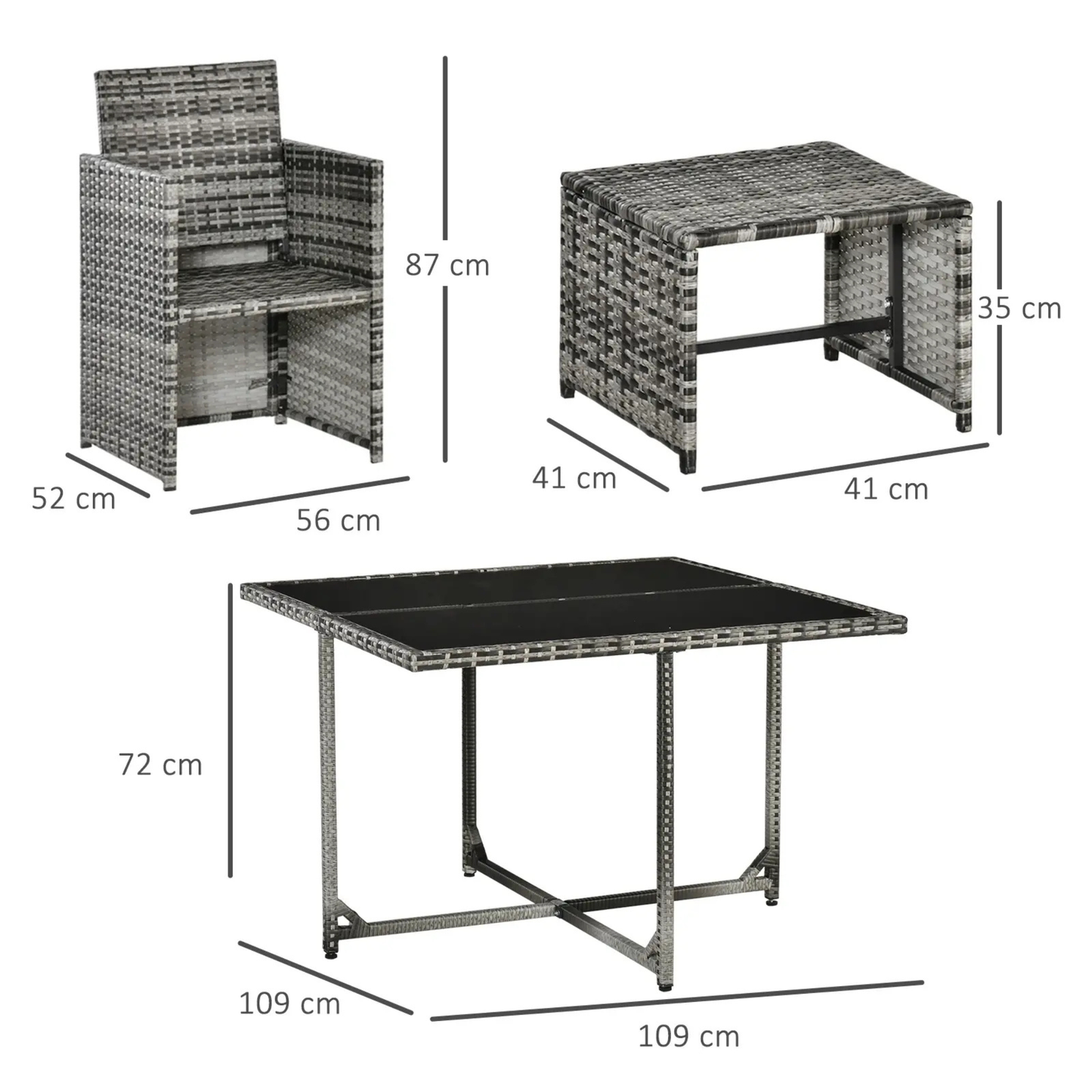 The Torino 9-Piece Rattan Cube Dining Set in Mixed Grey