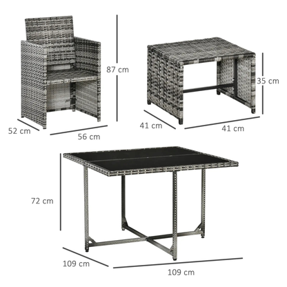 The Torino 9-Piece Rattan Cube Dining Set in Mixed Grey