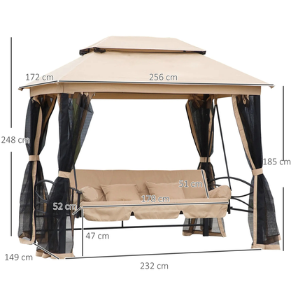 The Verona 3-Seater Convertible Swing Bed in Natural Sand