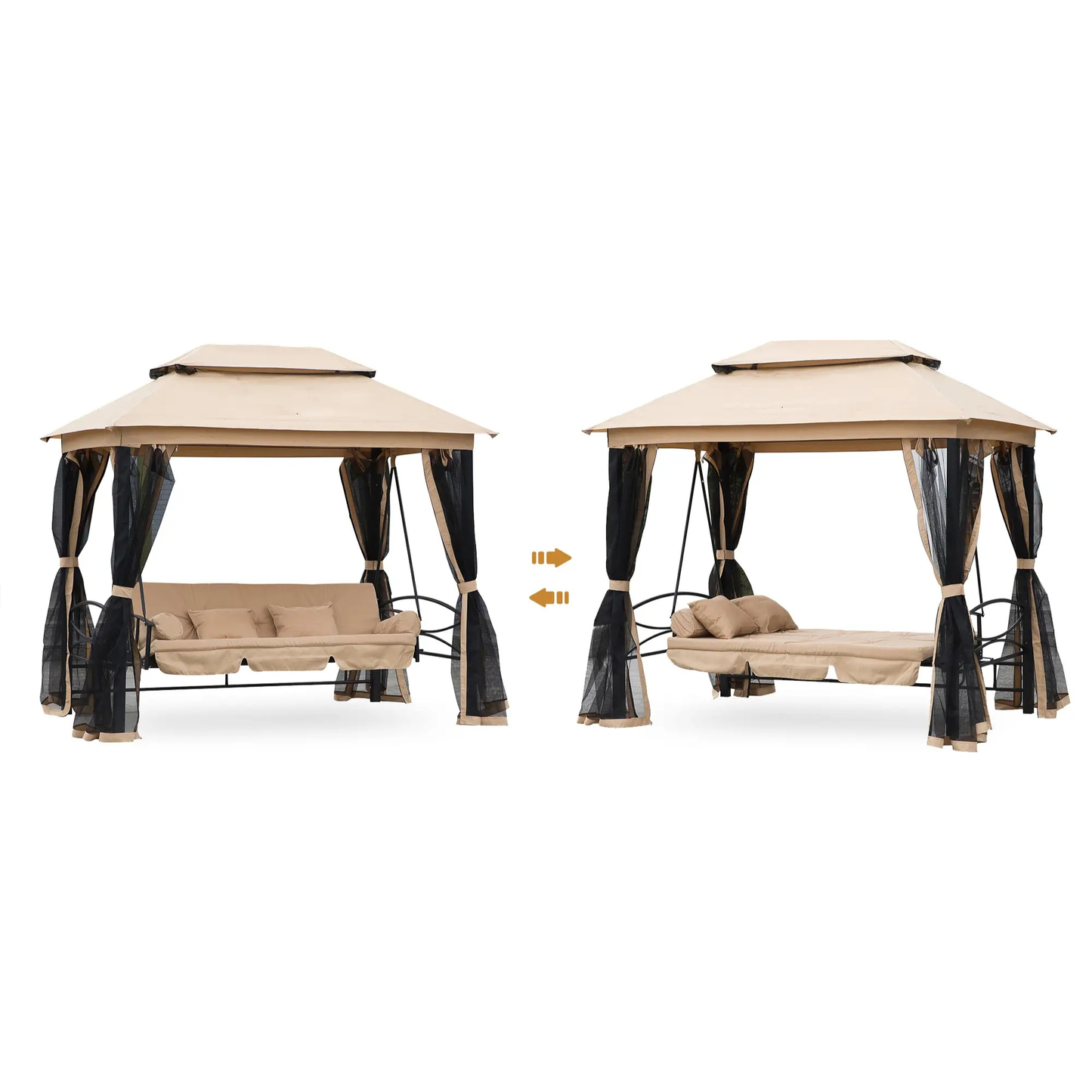 The Verona 3-Seater Convertible Swing Bed in Natural Sand