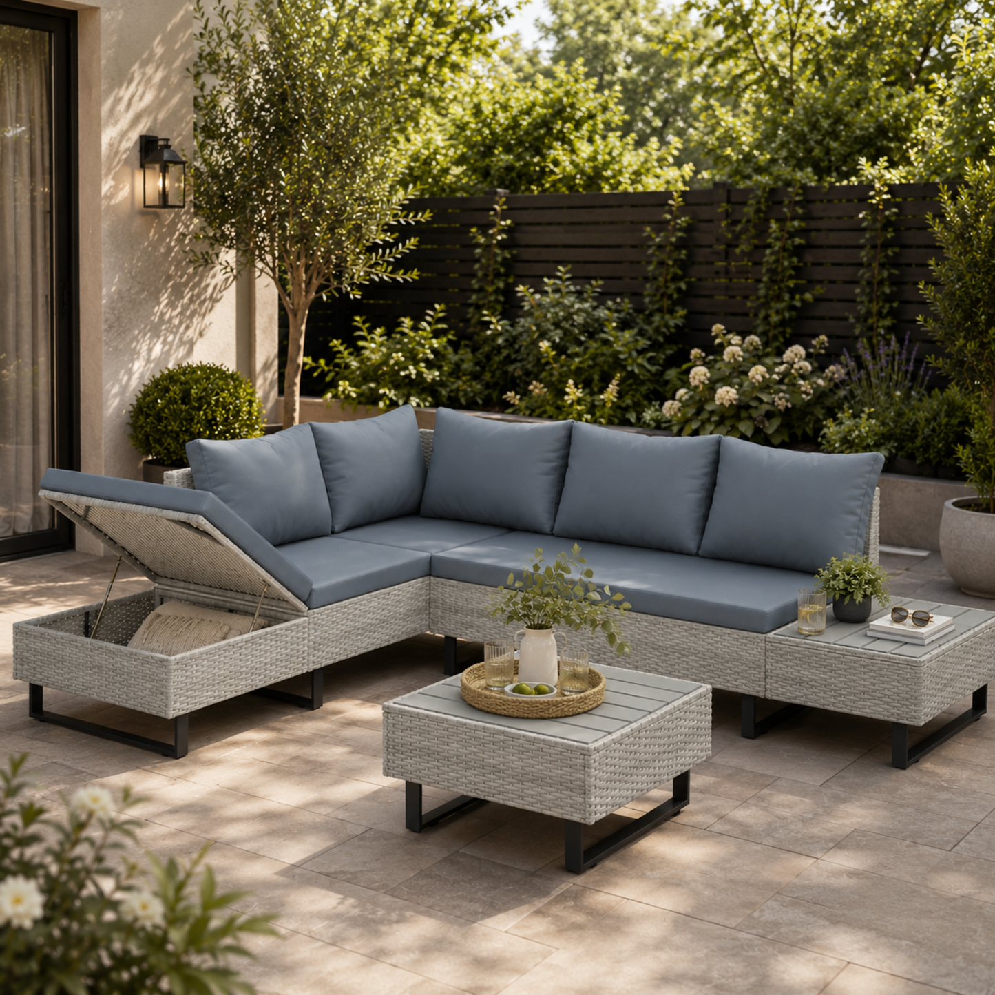The Verona 5-Seater Transformable Corner Set in Grey