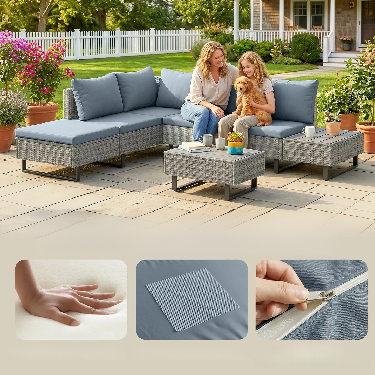 The Verona 5-Seater Transformable Corner Set in Grey
