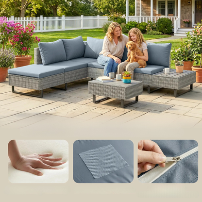 The Verona 5-Seater Transformable Corner Set in Grey