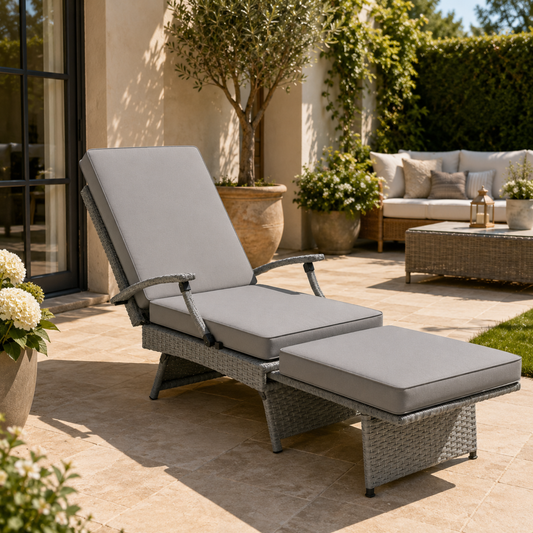 The Verona Modular 2-Piece Lounger Set in Light Grey